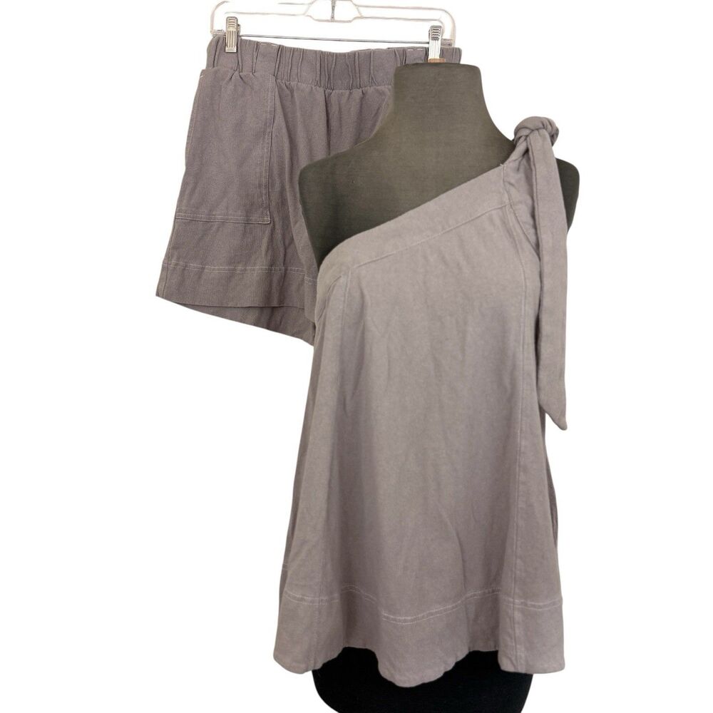 Free People EST One Shoulder Strada Set Shorts & Top Sz XS Cotton Boho Casual
